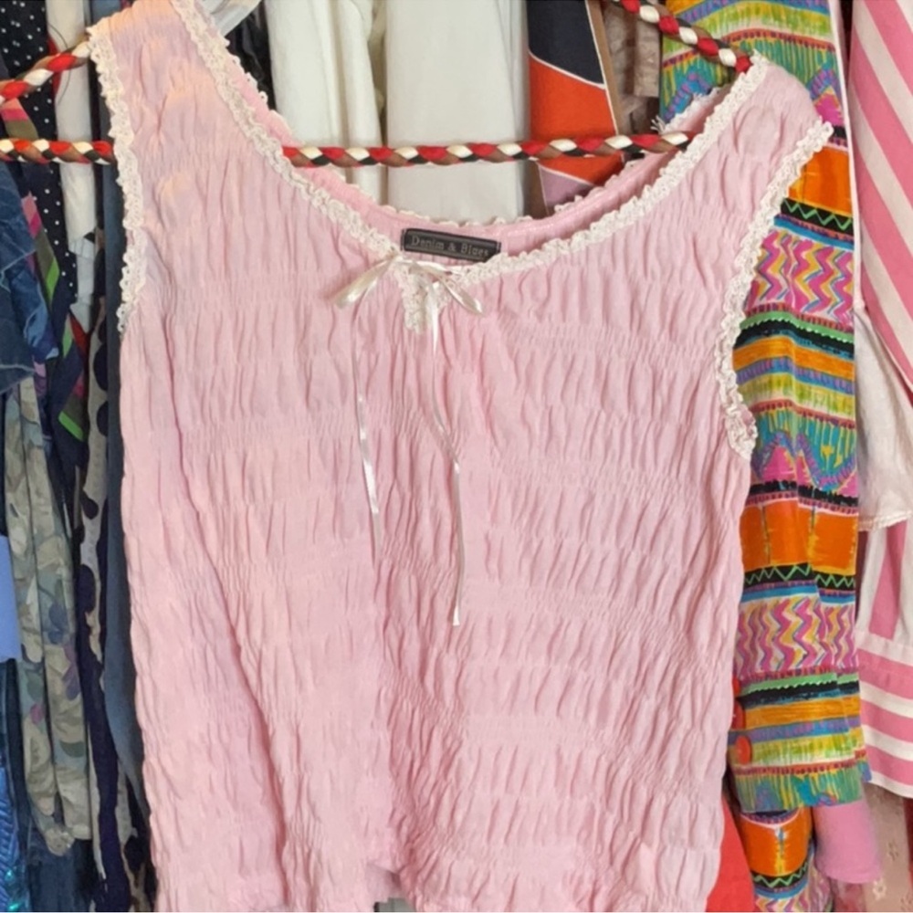 Vintage Vibes Denim and Blues Quilted Pink Camisole - Picture 2 of 11